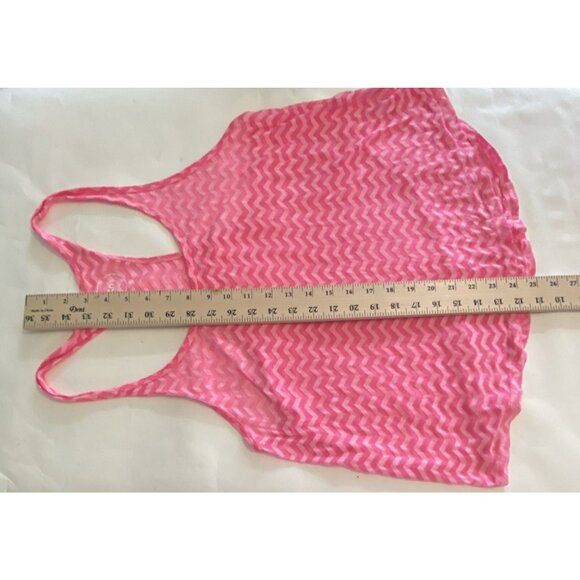Y2K Sheer Chevron Stripe Tank Top Juniors XL Pink Racerback Mesh Retro 2000s SO - Picture 6 of 11